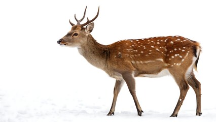 Red deer isolated on white background. AI GENERATED.