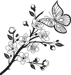 Obraz premium beautiful cherry blossom flowers And a beautiful butterfly