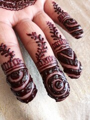 Mehandi design applied on hand 
