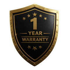 One year warranty shield badge symbol isolated on transparent background