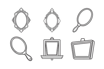 line art of mirror set bundle on the white background