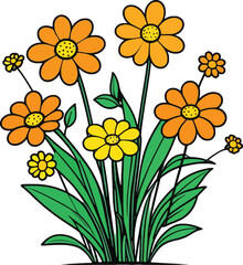 Aesthetic Vibrant Vector of Flowers and Butterfly