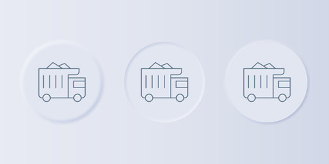 Grey Large industrial mining dump truck icon isolated on grey background. Big car. Set icons in square buttons. Vector © Vadim