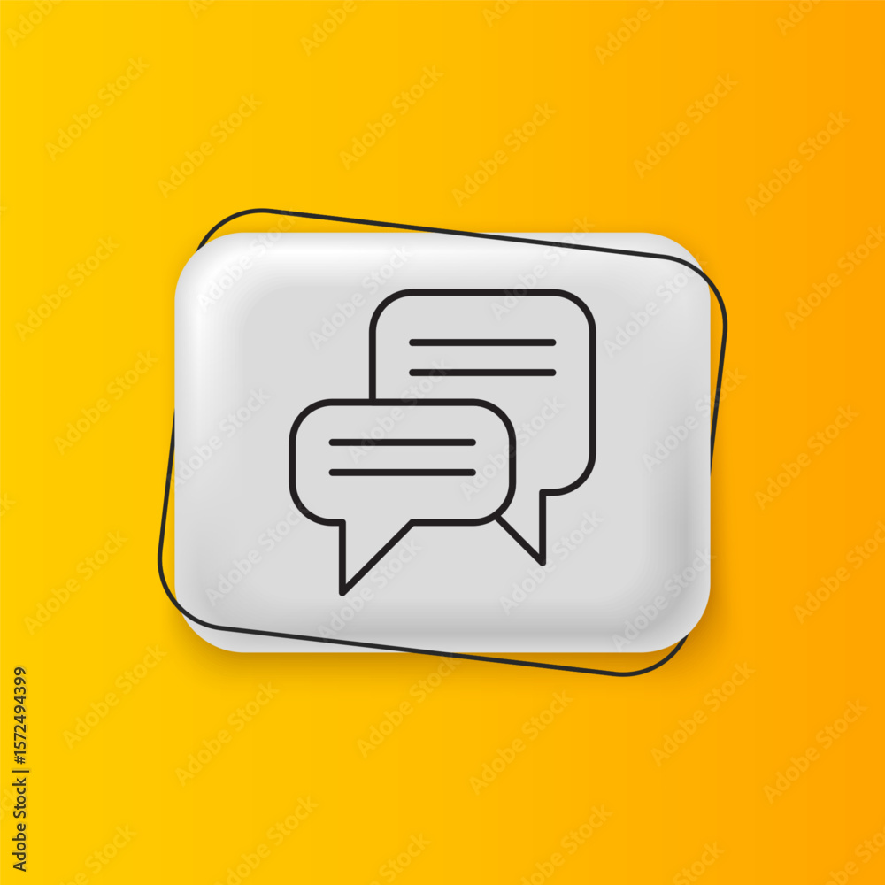 Fototapete black speech bubble chat icon isolated on yellow background. message icon. communication or comment 