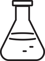 Laboratory flask glassware science chemistry experiment transparent outline icon education research is depicted in this simple black and white vector illustration evoking curiosity and focus