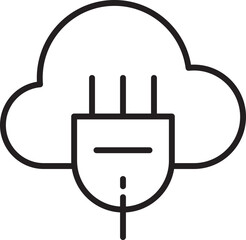 Cloud computing icon with server rack minimal line style black and white technology concept digital storage modern simple isolated vector illustration