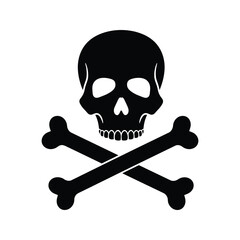 Skull and Crossbones Free Vector Graphic for Danger Poison Pirate Halloween Designs