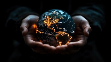 Fototapeta premium Earth held gently in cupped hands