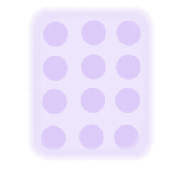  Purple polka dot fabric with tassels on white background