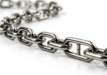 Obraz premium Closeup of a Metal Chain Interlocking Links and Reflective Surface