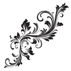 Abstract floral background with vintage black rose and leaf swirl pattern illustration