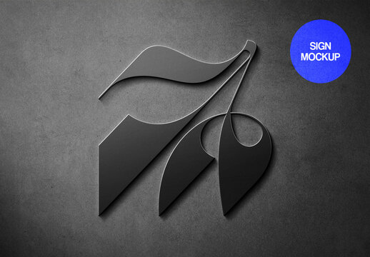 Dark Stainless Metal Sign Mockup