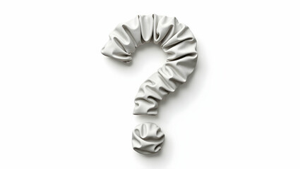 Question icon A stylized question mark formed using crumpled fabric, designed in a folded style, captured in angled view on a pure white background (3)