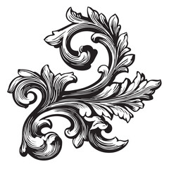 Fototapeta premium Abstract floral background with vintage black rose and leaf swirl pattern illustration