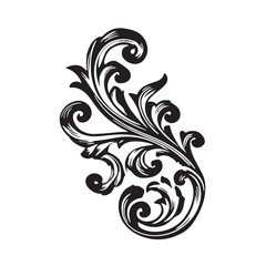 Abstract floral background with vintage black rose and leaf swirl pattern illustration