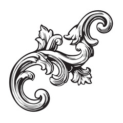 Abstract floral background with vintage black rose and leaf swirl pattern illustration