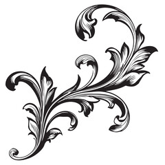 Abstract floral background with vintage black rose and leaf swirl pattern illustration