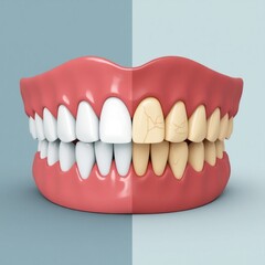 Obraz premium Side-by-Side Comparison of White vs. Stained Teeth