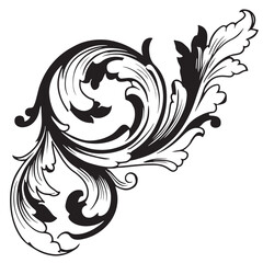 Abstract floral background with vintage black rose and leaf swirl pattern illustration