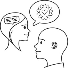 AI Emotional Dialogue Line Icon Set – Empathy, Therapy, and Support Vector Symbols