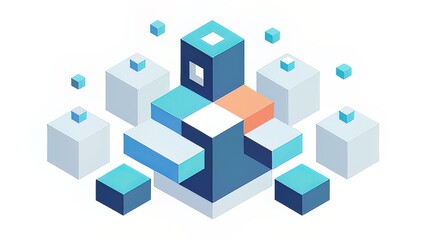 Obraz premium Modern Isometric Geometric Background with Abstract Cubes