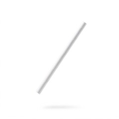 White paper drinking straw falling on white background.