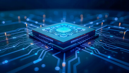 Abstract Data Funneling into Central Processing Unit Representing Big Data in 4K