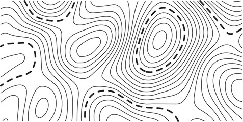 Fototapeta premium topo wavy black and white mountain surface, landscape topography line map wavy texture design background.Abstract white on black background Topographic line map pattern and modern