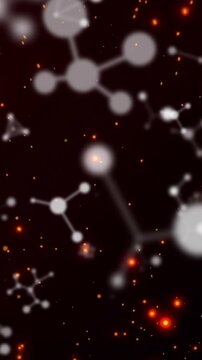 Animation of molecules flying over particles in universe