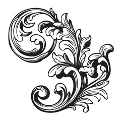 Abstract floral background with vintage black rose and leaf swirl pattern illustration