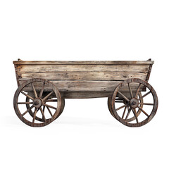 Fototapeta premium Vintage Wooden Cart with Poked Wheels on a Transparent Background