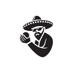 Smiling cartoon with a gun and hat