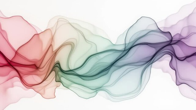 Abstract image of a wave of colored smoke on a white background