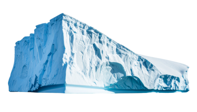 Frozen arctic iceberg landscape with icy textures, isolated on transparent background
