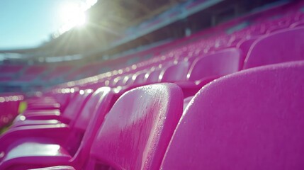 Empty stadium seats under bright sunlight
