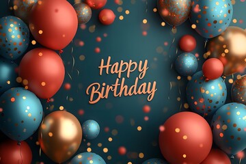 Festive Birthday Celebration with Balloons and Sparkling Bokeh o