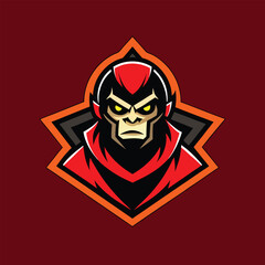 Aggressive Gaming Mascot Logo – Ninja Warrior with Gun | E sports Team, Streaming & YouTube Branding sport, emblem, mascot, team, badge, logotype, design, club, game, graphic