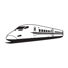 Fototapeta premium Black and white silhouette of a high-speed train representing transportation and travel