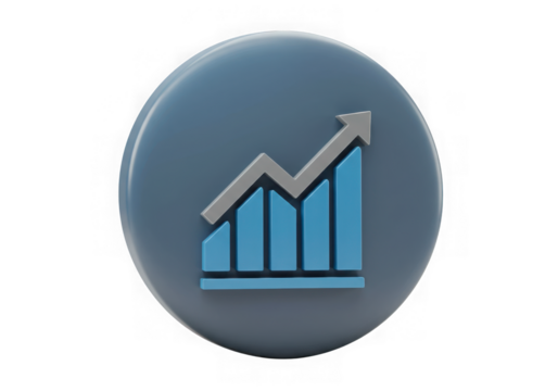 Growth chart icon, business graph isolated on transparent background - Powered by Adobe