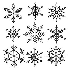 Obraz premium Intricate snowflake patterns geometric winter designs