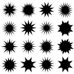 Collection of starburst shapes isolated on transparent background