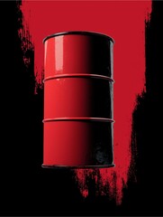 Scarlet Steel Sanctuary: A singular red barrel stands sentinel, boldly contrasted against the stark expanse, its smooth surfaces mirroring the sharp lines of the structure.
