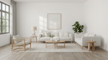 Fototapeta premium Bright Minimalist Living Room Interior