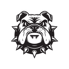 Vector illustration of a dog head with a tribal monster evil gothic design and a crown