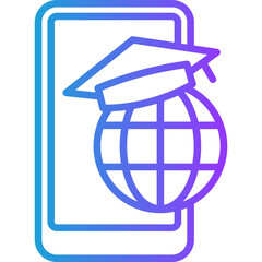 Mobile Learning line gradient icon