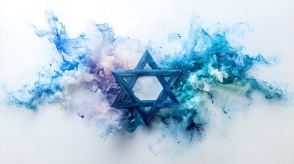 Star of David designed with swirling colors representing Jewish faith and traditions is a symbol of unity and spirituality