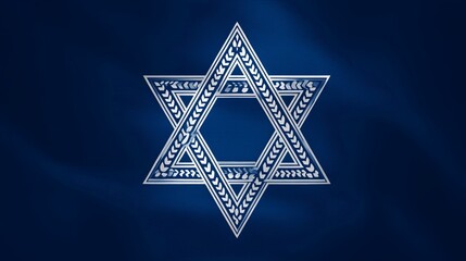 Star of David design in blue and white colors symbolizing Jewish faith and culture celebrating various holidays and traditions