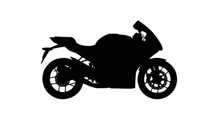 Obraz premium Racing Motorcycle Silhouette Side View Isolated on White Background