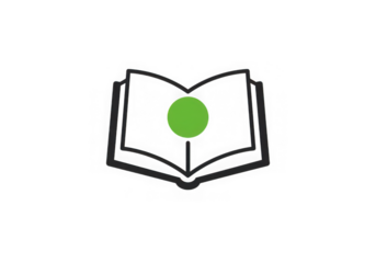 Open book with green dot illustration isolated on transparent background