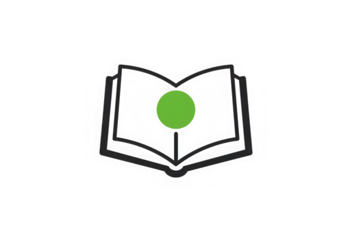 Open book with green dot illustration isolated on transparent background